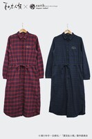 ニャンコ先生刺繍入りチェックシャツワンピース