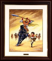 オリジナル版画「西遊妖猿伝・黄風大王」キャンバス仕上げ（限定30エディション）、21万円。※画像は制作中のもので、版画の色調など実際の商品とは異なる場合がある。