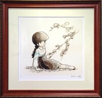 オリジナル版画「遠くを見つめる少女」キャンバス仕上げ（限定50エディション）、15万7500円。※画像は制作中のもので、版画の色調など実際の商品とは異なる場合がある。