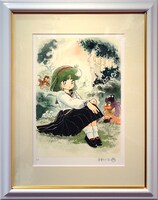 オリジナル版画「森の中のななこ」キャンバス仕上げ（限定50エディション）、9万9750円。※画像は制作中のもので、版画の色調など実際の商品とは異なる場合がある。