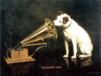 ビクターのシンボル犬「ニッパー」のオリジナル原画。 (c)VICTOR