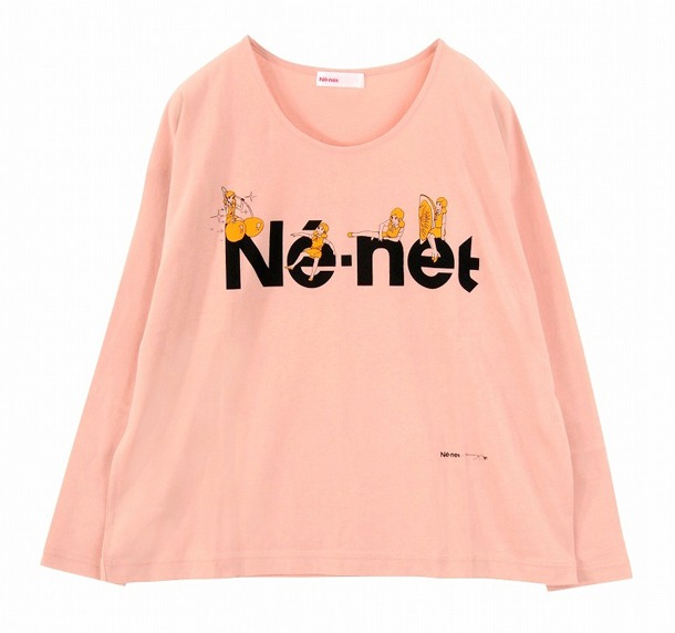 コップのフチ子プリントT（長袖・light pink）