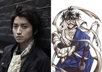 藤原竜也（左）と彼が演じる志々雄真実（右）。