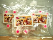 「のんのんびより『の』の字の飴」の袋には、れんげら4人のイラストラベルが張られている。