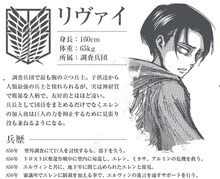 「進撃の巨人 -反逆の翼- ONLINE」の公式サイトに掲載されているリヴァイのプロフィール。(c)諫山創／講談社 (c)S&P・SKS Project