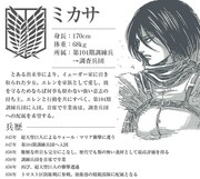 「進撃の巨人 -反逆の翼- ONLINE」の公式サイトに掲載されているミカサのプロフィール。(c)諫山創／講談社 (c)S&P・SKS Project