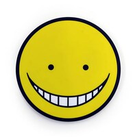 「暗殺教室」ラバーコースター。通常時の黄色い顔。(c)Yusei Matsui/Shueisha