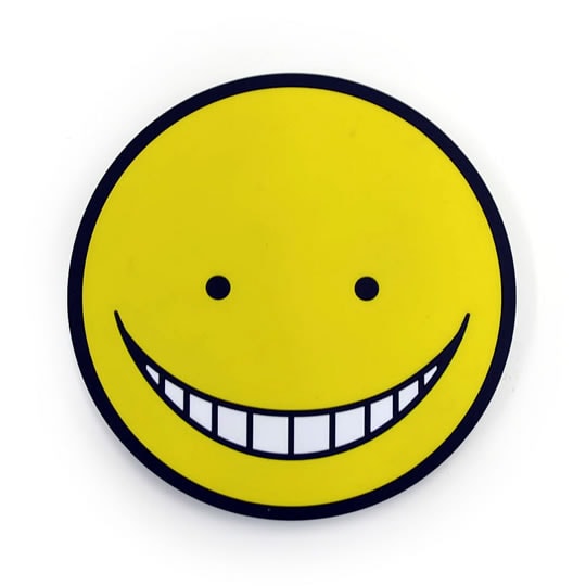 「暗殺教室」ラバーコースター。通常時の黄色い顔。(c)Yusei Matsui/Shueisha