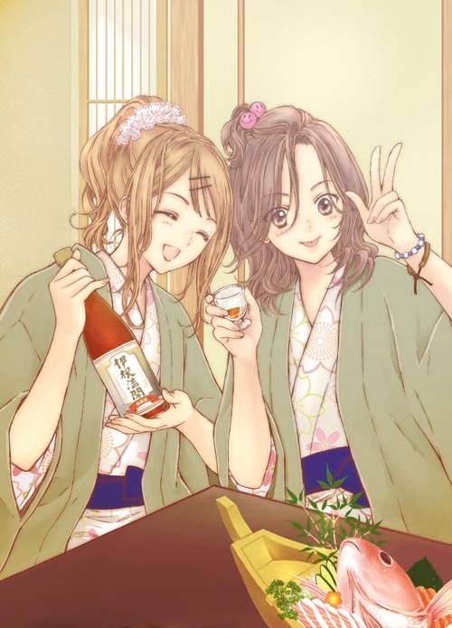 「酩酊女子～日本酒酩酊ガールズ～」より、佐倉汐のイラスト。