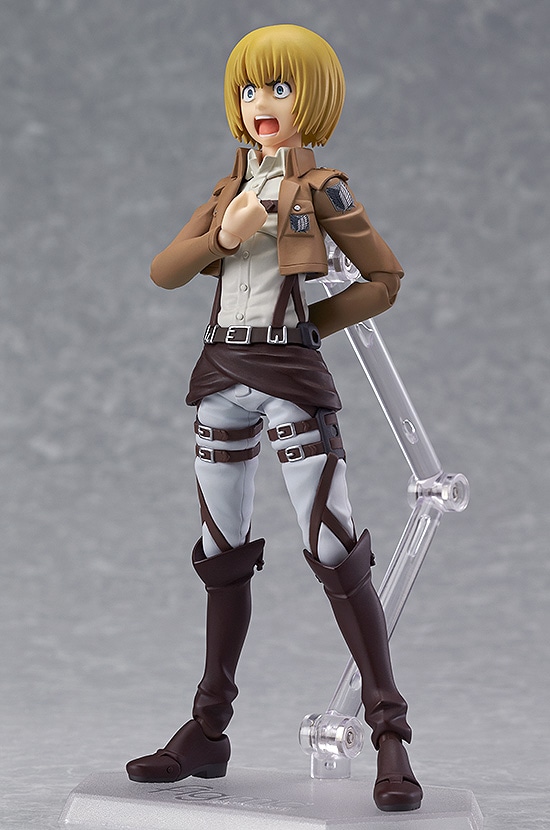 「叫び顔」で心臓を捧げる敬礼のポーズを取る「figma アルミン・アルレルト」(c)諫山創・講談社／「進撃の巨人」製作委員会