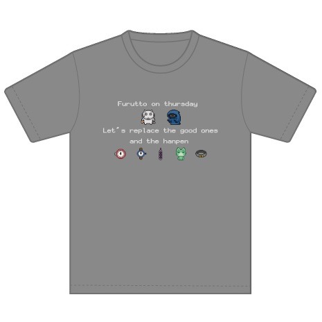 「木曜日のフルット」レトロゲーム風Tシャツ（グレイ）