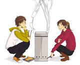 大島千春による新連載「いぶり暮らし」のカット。 (c)大島千春/NSP 2014