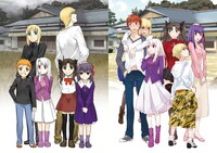 「10年写真立て」に入るイラスト2点。作画は左から真じろう、雌鳥が担当。