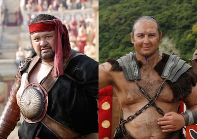 写真左から、曙演じるアケボニウス、琴欧洲演じるコトオウシュヌス。(c)2014「テルマエ・ロマエⅡ」製作委員会