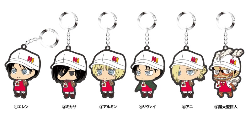 オリジナルラバーキーホルダー（画像はイメージ）。数量限定のため、なくなり次第終了。ラバーキーホルダーが終了の場合でも、進撃の巨人弁当は数量限定で販売。