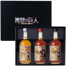 「進撃の巨人」ラベル限定梅酒3本セット。価格は6500円。 (c)諫山創・講談社/「進撃の巨人」製作委員会　× 株式会社 おおやま夢工房