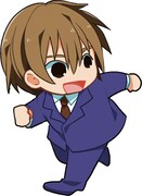 「万能鑑定士Qの事件簿」に登場する小笠原悠斗のデフォルメイラスト。