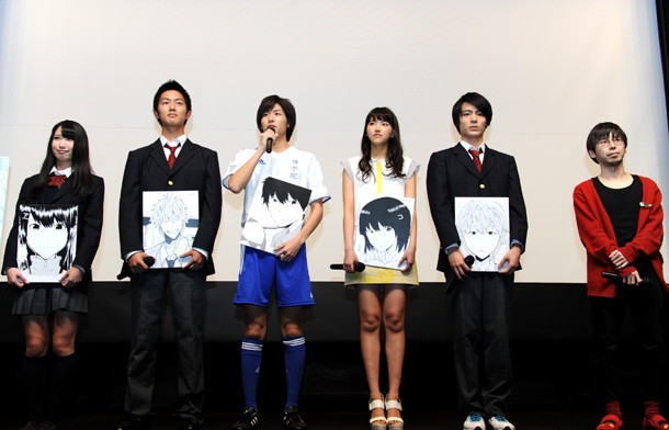 （左から）上野優華、工藤阿須加、池岡亮介、竹富聖花、阿久津愼太郎、片岡翔監督。
