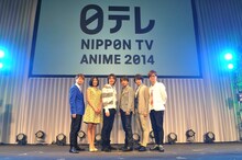 （左から）福山潤、前田玲奈、島崎信長、中井和哉、小野大輔、櫻井孝宏。(c)唐々煙／マッグガーデン・「曇天に笑う」製作委員会 (c)星奏学院オーケストラ部 (c)CAPCOM / BASARA JE (c)ヨシノサツキ／スクウェアエニックス・「ばらかもん」製作委員会 (c)アニメ「寄生獣2014」製作委員会 (c)椎名 橙・白泉社／王室会報誌編集部