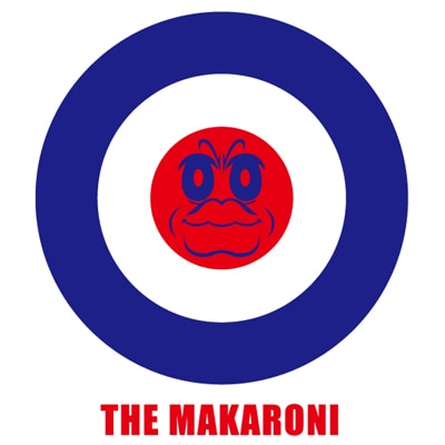 「きんどーちゃんTHE MAKARONI Tシャツ」（ホワイト）の絵柄。