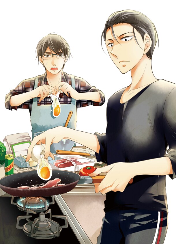 豊田悠による新連載「パパと親父のウチご飯」のカット。