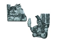 定期購読者へのプレゼント「雑魚キャラピンズ」。(C)武論尊・原哲夫/NSP 1983,版権許諾証GB-104 (C)武論尊・原哲夫/NSP 1983 (C)東映アニメーション1987