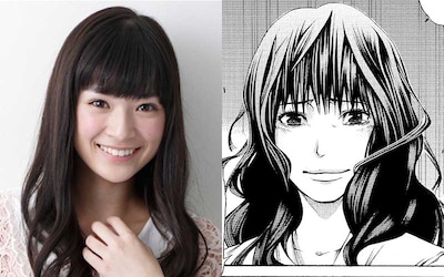 優希美青（左）と彼女が演じる高瀬翔子のイラスト（右）。