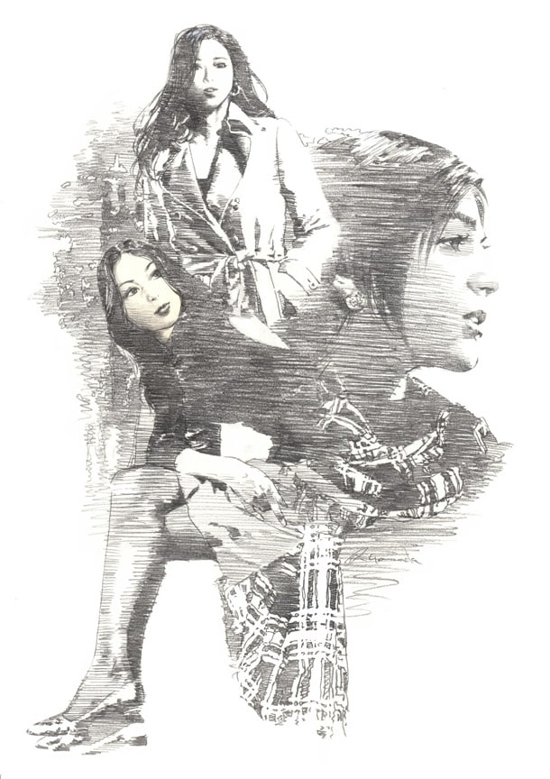 山田章博が執筆した、真山仁「ハーディ」の挿絵。