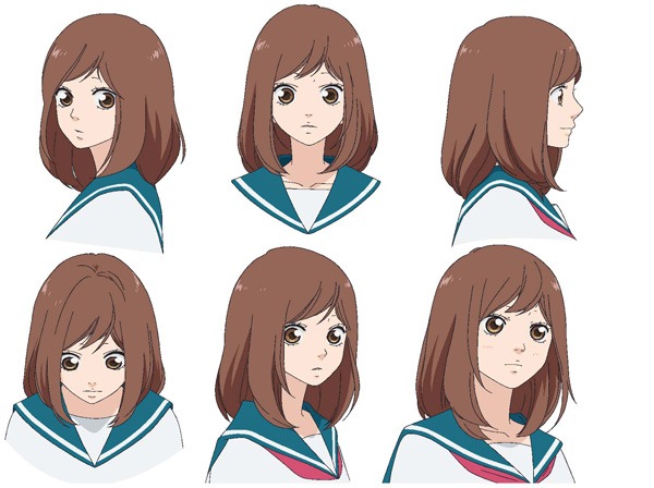 吉岡双葉（中学時代）のキャラクター設定画。(c)2014 咲坂伊緒／集英社・「アオハライド」製作委員会