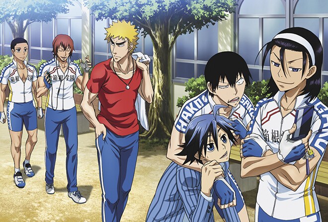 箱根学園メンバーが描かれたポストカード。（c）渡辺航（週刊少年