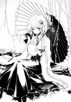 Laruhaによるデビュー読み切り「花紡ぎの針」のカット。