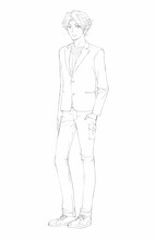 前野蜜也（CV：小野大輔）の設定画。 (c)椿いづみ／スクウェアエニックス・「月刊少女野崎くん」製作委員会