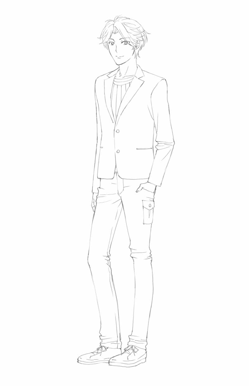 前野蜜也（CV：小野大輔）の設定画。 (c)椿いづみ／スクウェアエニックス・「月刊少女野崎くん」製作委員会
