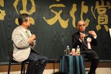 トークをする永井豪と藤子不二雄(A)。