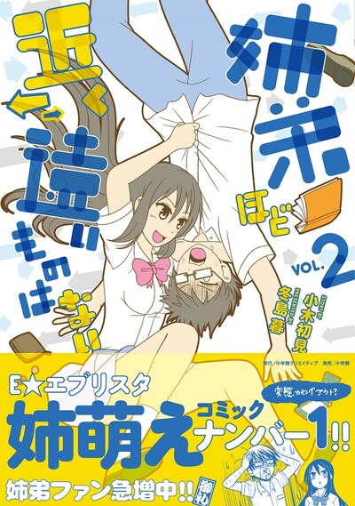 「姉弟ほど近く遠いものはない」2巻（帯付き）。書籍扱い商品のため、書店によっては早めに入荷する場合もある。
