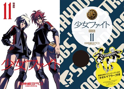 日本橋ヨヲコ「少女ファイト」11巻特装版の表紙（左）とパッケージデザイン（右）。