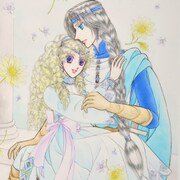 「花冠の竜の国2nd」の複製原画に描かれたリズとエスター。