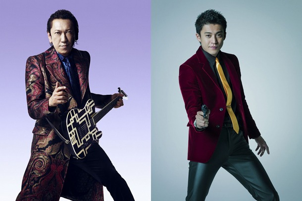 （左から）布袋寅泰、ルパン三世に扮した小栗旬。(c)2014モンキー・パンチ／「ルパン三世」製作委員会