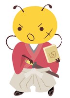 剣心に扮装した集英社文庫のキャラクター・はち。