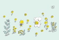 ナツイチ特製ブックカバー「はち（薄緑）×はち（ボーダー）」の表面。