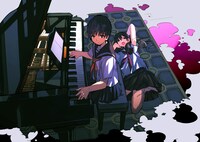 「花と嘘とマコト」のカラーイラスト。