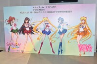 セーラー戦士のボードの前で撮影するファンの姿も見られた。