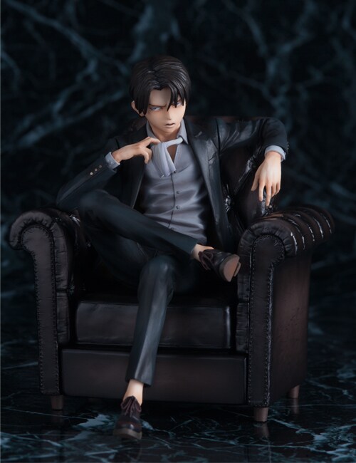 【アニメ『進撃の巨人 リヴァイDX フィギュア 黒ソファ】 mensHdge technical statue No.3 リヴァイDX 『進撃の巨人