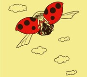 Tシャツ「テントウメカ」フロントのデザイン。