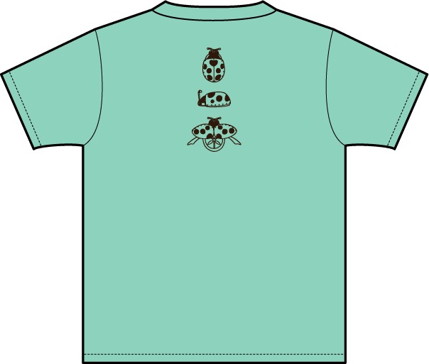Tシャツ「テントウメカ」レギュラーカラーのアイスグリーン。