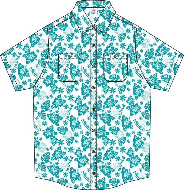 「川崎市 藤子・F・不二雄ミュージアム」の「ハワイフェア 2014」に合わせて8月上旬に発売されるアロハシャツ。(c)Fujiko Pro