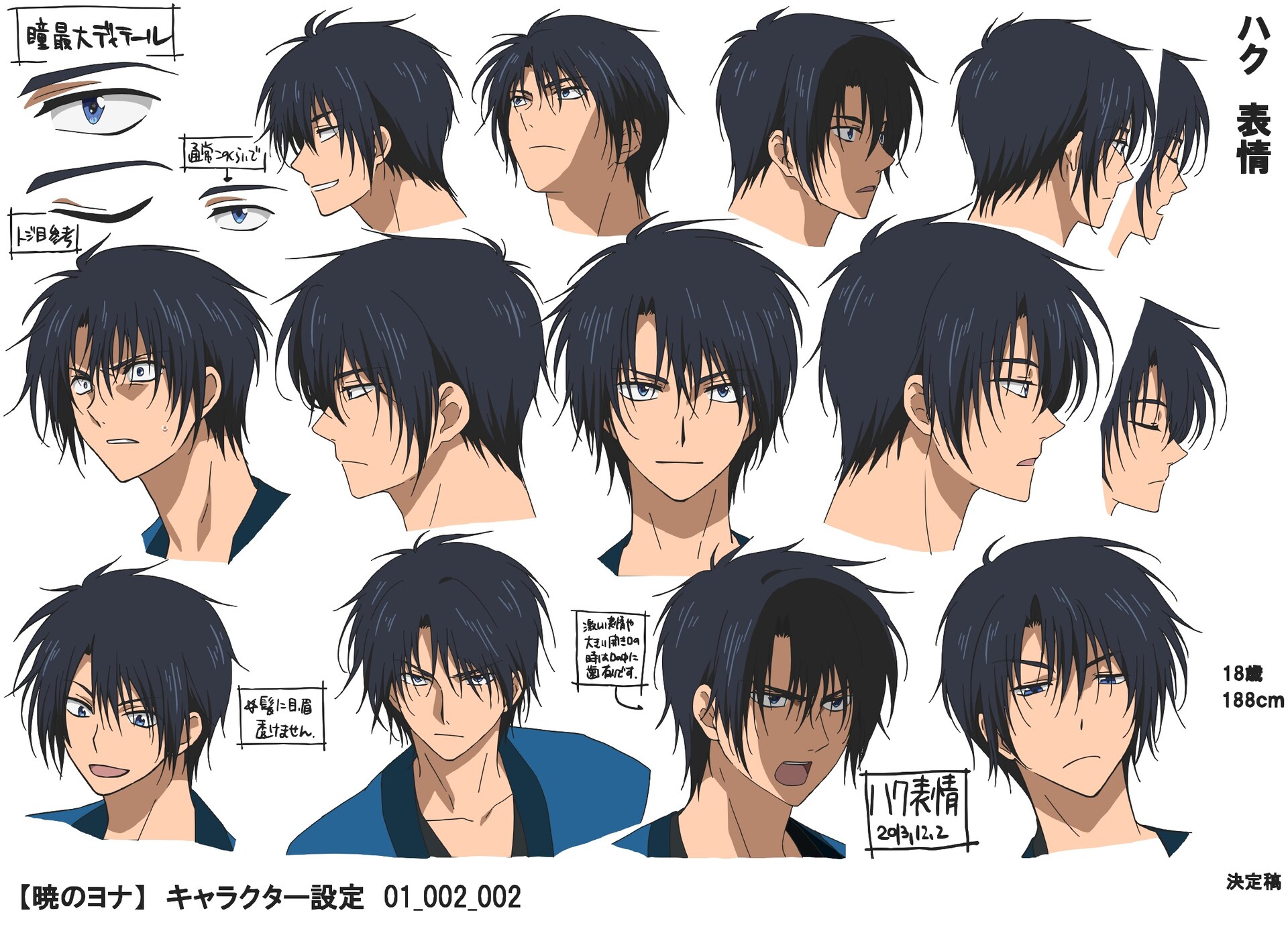 ハクのキャラクター設定画。(c)草凪みずほ・白泉社／暁のヨナ製作委員