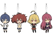 「悪魔のリドル展」で販売される「ラバーストラップ」左から兎角、晴、鳰、伊介。(c)高河ゆん・南方純/KADOKAWA刊/「悪魔のリドル」製作委員会