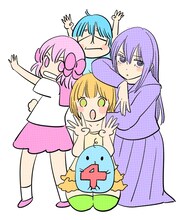 「ふみふみこ 4ヵ月連続刊行フェア」のキービジュアル。