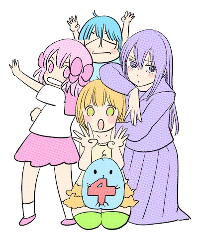 「ふみふみこ 4ヵ月連続刊行フェア」キービジュアル。